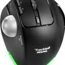 TRELC Wireless Trackball Mouse, Ergonomic Rollerball Mouse with 4800 DPI/7 Programmable Buttons, Thumb Control Mice, Rechargeable Optical Mouse for 3 Devices, for Windows, PC, Laptop, Tablet (Black)