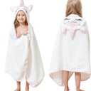 Style Quarters Kids Hooded Bath Towel, Large Kids Bath Towels, Unicorn Kid Beach Towels, 100% Cotton Terry Toddler Hooded Bath Towel, Embroidery Hooded 50"x24"(White)