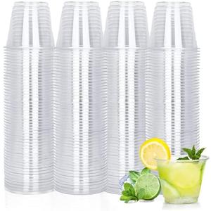 TashiBox 400 Pack 9 oz Clear Plastic Cups, Non Reusable Tumblers Crystal Clear PET Cups