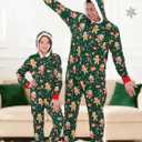WISHU Matching Christmas Onesie Pajamas for Family, Hooded Cute Christmas PJs, Funny Xmas Holiday sleepwear for Couples and Adult (Women, M, Green Cookie) (Green, M)