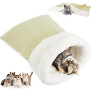 Zipper Cat Sleeping Bag - Cozy Durable Soft Pet Bed Bag, Machine Washable Cat Bed Cave, Lightweight Portable for Indoor Cats and Small Pets, Winter Warm with Anti-Slip Pad