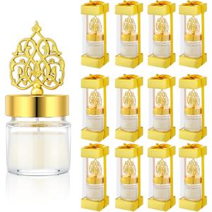 Hoolerry 12 Pcs Ramadan Mubarak Gifts Eid Candle Ramadan Decorations Muslim Islamic Meditation Gift Bulk Scented Lavender Candles Muslim Night Light Favors for Family Home Table Celebration Decor