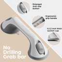 2 Pack 12 Inch Elderly Heavy Duty Shower Handle, Seniors Grab Bars for Bathtubs, Suction Cup Removable Handrails, Safety Bathroom Grip for Handicap (Light Gray)