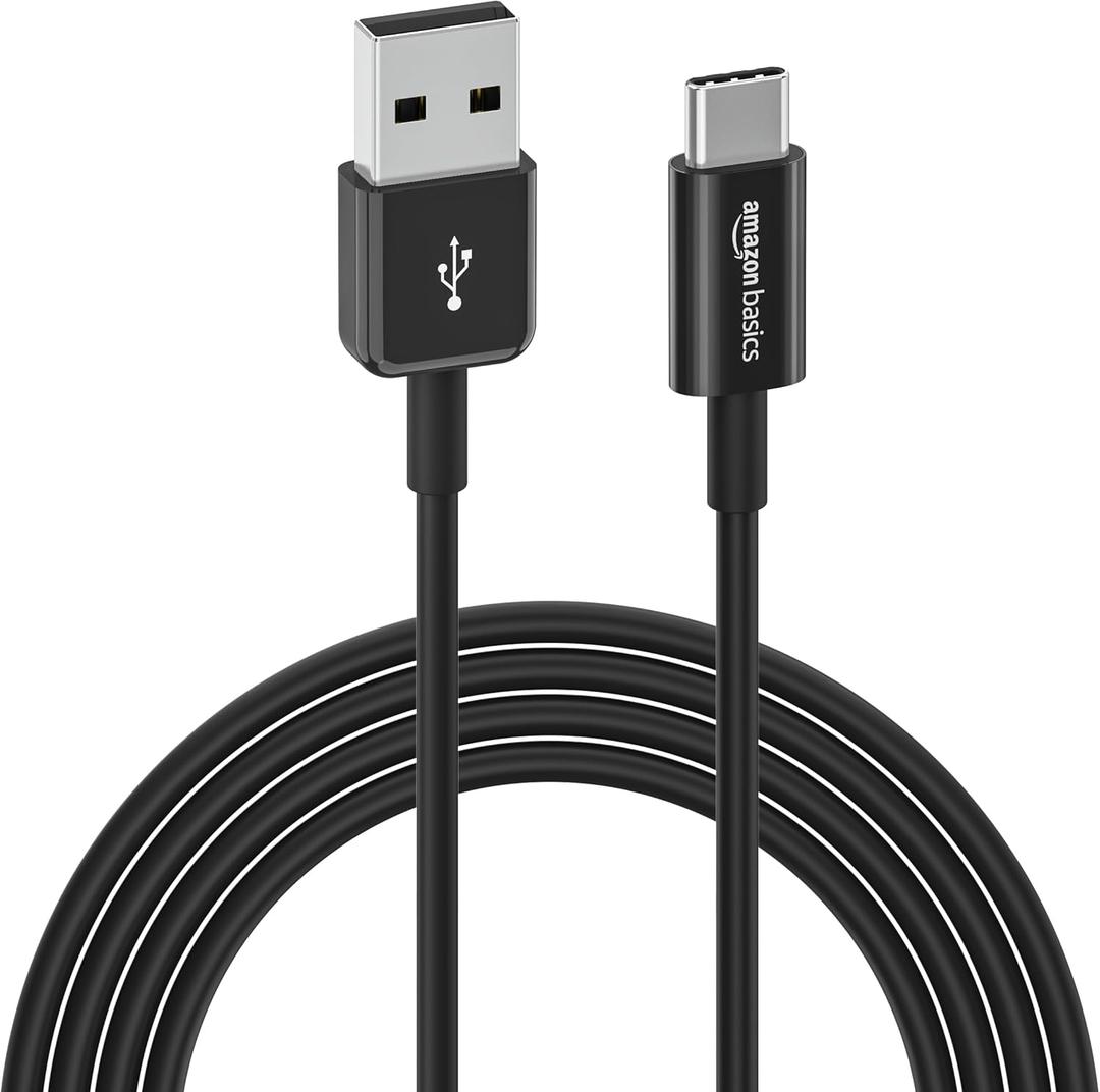 Amazon Basics USB-C to USB-A 2.0 Fast Charger Cable, 480Mbps Speed, USB-IF Certified, for Apple iPhone 16/15, iPad, Samsung Galaxy, Tablets, Laptops, 6 ft, Black