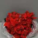 NUOBESTY Christmas Glitter Poinsettia Flowers Artificial Flowers for Christmas Tree Decorations Red Wreath Florals with Stems and Clips 12 Pack