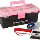 55-Piece Fishing Tackle Set - Tackle Box Includes Sinkers, Hooks, Lures, Bobbers, Swivels, Fishing Line, and More - Fishing Gear by Wakeman (Pink)