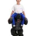 Inflatable Gorilla Costume Kids Boys Girls, Blow up Ride on Animal Cosplay Teen, Riding Halloween Rider Clothes Child Black, One Size