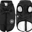 Aiboria Winter Coat for Dogs - Waterproof Jacket, Windproof Fleece Vest Harness, Warm Padded Pet Apparel - Black, Size M