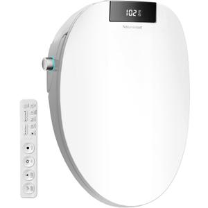 Toilet Bidet Seat, Oval Toilet Seat Bidet with Dryer and Warm Water, Electronic Heated Toilet Seat Temperature Adjustable, Front and Rear Oscillation Cleaning, Remote Control