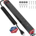 8 Outlet Surge Protector Power Strip,360° Rotatable Mounting,PD 20W USB C Fast Charging, Mountable Powerstrip Metal with 5FT Colied Cord for Home Office Industrial Garage Commercial