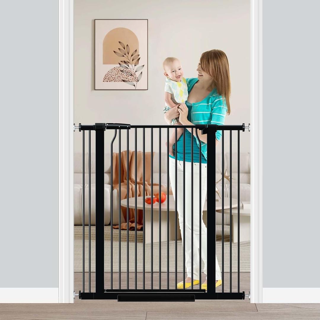 Fairy Baby 40.5" Extra Tall Baby Gate No Drill, 29.6"-40.5" Extra Wide Wide Dog Pet Gate Indoor, Metal Pressure Mounted Safety Child Kid Gate, Auto Close Pet Cat Proof Gate for Stairs Doorway, Black Fairy Baby 40.5" Extra Tall Baby Gate No Drill, 29.6"-40.5" Extra Wide Wide Dog Pet Gate Indoor, Metal Pressure Mounted Safety Child Kid Gate, Auto Close Pet Cat Proof Gate for Stairs Doorway, Black