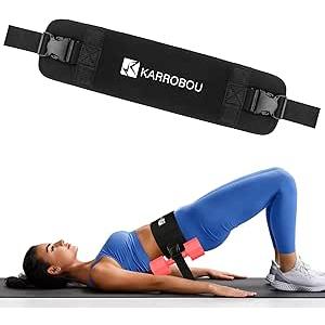 Exercise Hip Thrust Belt - KARROBOU Portable Band Adjustable Anti-Slip Exercise Bridge Belt for Dumbbells, Kettlebells, Plates, Hip Thruster for The Gym Home Workout