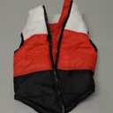 Quilted Striped Color Block Puffer Vest Coat for Small Pets Dogs and Cats (M, Red Black & White)