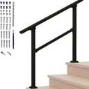 Metty Metal Hand Rails for Outdoor Steps,3 Step Stair Handrail & Indoor Stair Railing KitBlack Railings for Outdoor Steps and Hand Rails for Seniors for Porch