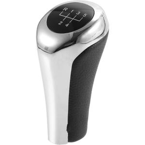 X AUTOHAUX 5 Speed Manual Gear Stick Shift Knob Transmission for BMW X1 E84 for BMW X3 E83 ABS Faux Leather Black Silver Tone