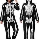 Spooktacular Creations Halloween Skeleton Costume, Adult Skeleton Costume Jumpsuit for Women Halloween Cosplay Dress Up Party (XXL)