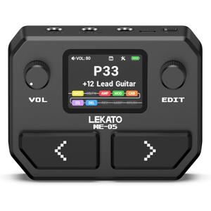 LEKATO Multi Effects Guitar Pedal, with 125 Effects 30 Amp Models & 30 Cab Sims, 40s Looper, Drum Rhythms, Support NAM/IR, USB Audio Interface OTG Function Rechargeable Guitar Effects Pedal (Black)