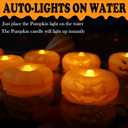 Orange Floating Candles, 150+ Hours Waterproof, Fall Decorations for Home - 24Packs Flameless Pumpkin Candle Water-Activated 2.3" Plastic Battery Operated Candle Christmas Indoor Outdoor Decor