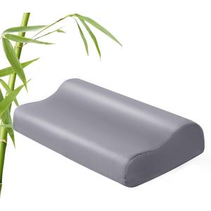 Contour Pillowcase- Rayon Derived from Bamboo Cooling Contour Cervical Neck Pillow Case Cover- Breathable Silky Soft Pillowcase for Hot Sleepers,24 x14 x5/3.7 Inches 1 Piece Dark Grey