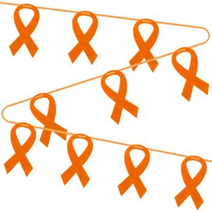 VitalCozy 10 Pcs Ribbon Awareness Banner 13.1 ft Ribbon Garland Cancer Awareness Decor Cancer Free Decorations for Society Events Groups Fundraisers Party Supplies (Orange)