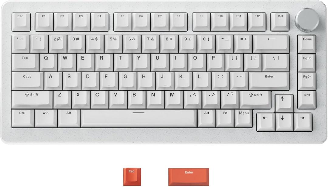 DrunkDeer A75 Pro Rapid Trigger Mechanical Gaming Keyboard Silent Magnetic Switch Adjustable Actuation PBT Keycap Cherry Profile RGB 75% 82Keys ANSI Wired with Knob,White