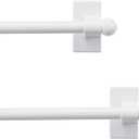 NICETOWN 2 Pack White Magnetic Curtain Rods for Metal Doors with Adjustable Length Extends from 16 inch to 28 inch Magnetic Bathroom Cafe Curtain Rod, Easy Installation for Any Steel Spaces