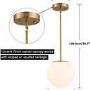 Modern Globe Pendant Light Large Mid Century, Shatterproof Acrylic Opal Shade, Gold Finish, 2-Light, Adjustable Height for Sloped Ceilings, Hanging Lamp for Kitchen Island Dining Room Hallway, 2 PACK-1