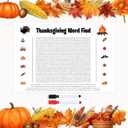 VYWmna Jumbo Thanksgiving Word Search Poster, Giant 36"X24" Wall Game,New Large Holiday Activity Poster with 50 Words,Fun Word Find Decor for Thanksgiving Party