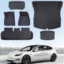 Floor Mats for Tesla Model 3 2023-2018 - Full Set All Weather TPE Front, Rear, Cargo & Sub-Trunk Mats, 6-Piece Custom Fit