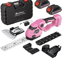 Hedge Trimmer Cordless with Battery, 2-in-1 Electric 21V Handheld Grass Shear Cutter with 2 Pack Rechargeable Battery, Mini Bush Trimmer Kit for Garden Yard Lawn Pruning