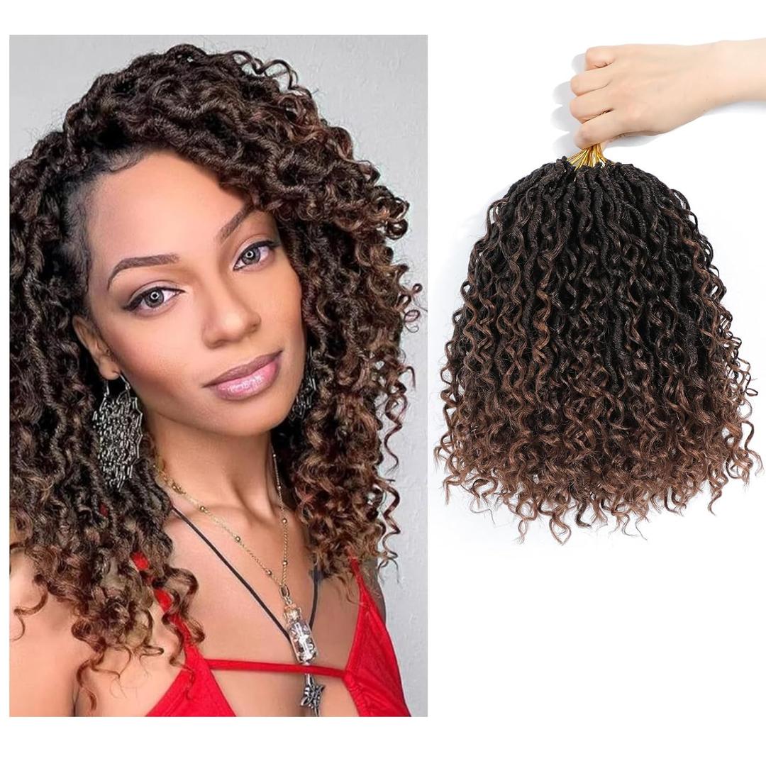 8 Packs Goddess New Locs Crochet Hair, 12 Inch Hippie Locs, Crochet Braids Hair for Black Women, with More Small curls, Faux Bohemia, Boho Style(12 Inch, 8Packs, T1B/30)