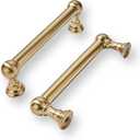 khtumeware 10 Pack 3 Inch Hole Center Champagne Bronze Cabinet Pulls Heavy Duty Solid Satin Brass Cabinet Handles for cabinets Dressers Kitchens Handles Bathroom cabinets