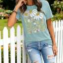 jusgai Women's Vintage Flowers Tshirts Floral Graphic Tees Wildflowers Shirts Summer Vacation Casual Short Sleeve Tops (XXL)