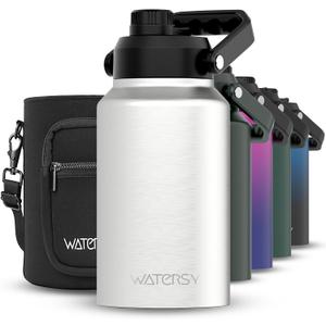 WATERSY 2/3 Gallon Water Bottle Insulated(Cold for 48 Hrs), BPA Free&Leak Proof, 87oz Stainless Steel Water Jug/Flask, Big thermo, Large Water Bottle with Handle for Gym, Hiking, Camping, Stainless