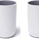 Unbreakable Reusable Drinking Cups Set of 2 Colors, Plastic Toothbrush Cup Tumblers 300 ml/10.5 oz, Dishwasher Safe (Light gray & Light gray)