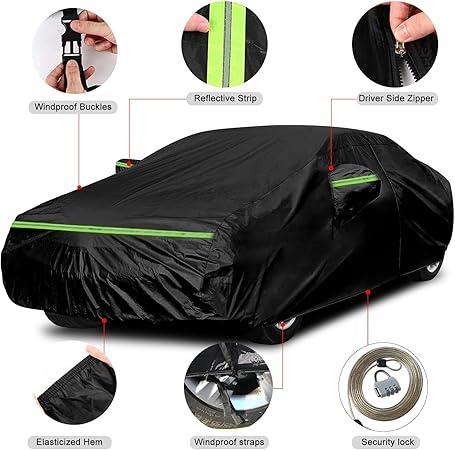 sportuli Waterproof Car Covers Replace for 2016-2024 Alfa Romeo Giulia, 6 Layers All Weather Custom-fit Car Cover with Zipper Door & Windproof Bands for Snow Rain Dust Hail Protection (Giulia)