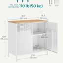 SONGMICS Storage Cabinet, Metal Cabinet, Sideboard with 2 Doors, 15.7 x 31.5 x 29.9 Inches, Magnetic Closure, Adjustable Shelf, Steel Frame, Natural Beige and White ULSC102W57