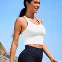 XUNYU Sports Bras for Women High Support Longline Workout Tank Tops Built in Bra Padded Strappy Yoga Crop Top Cross Gym (White, Medium)