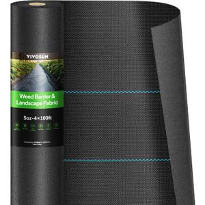 VIVOSUN Premium Weed Barrier Landscape Fabric Heavy Duty, 4ftx100ft 5oz Double-Layered Weed Control Mat with High Permeability, Commercial Ground Cover, Easy Set up & Superior Weed Control (4100FT)