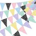 Tiamon 5 Pcs Composition Notebook Banner Classroom Decor Back to School Banner Decoration Colorful Composition Pennant Bunting 49.2 ft Pastel Triangle Flag for First Day of School Party Decoration, 15 Meters/49.2 feet
