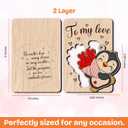 3 x NewEleven Valentines Day Gifts For Him Her Boyfriend Girlfriend - Penguin Card, Valentine's Day Gifts From Wife, Husband - Cute Couple Gift, Unique Message - Wooden Card
