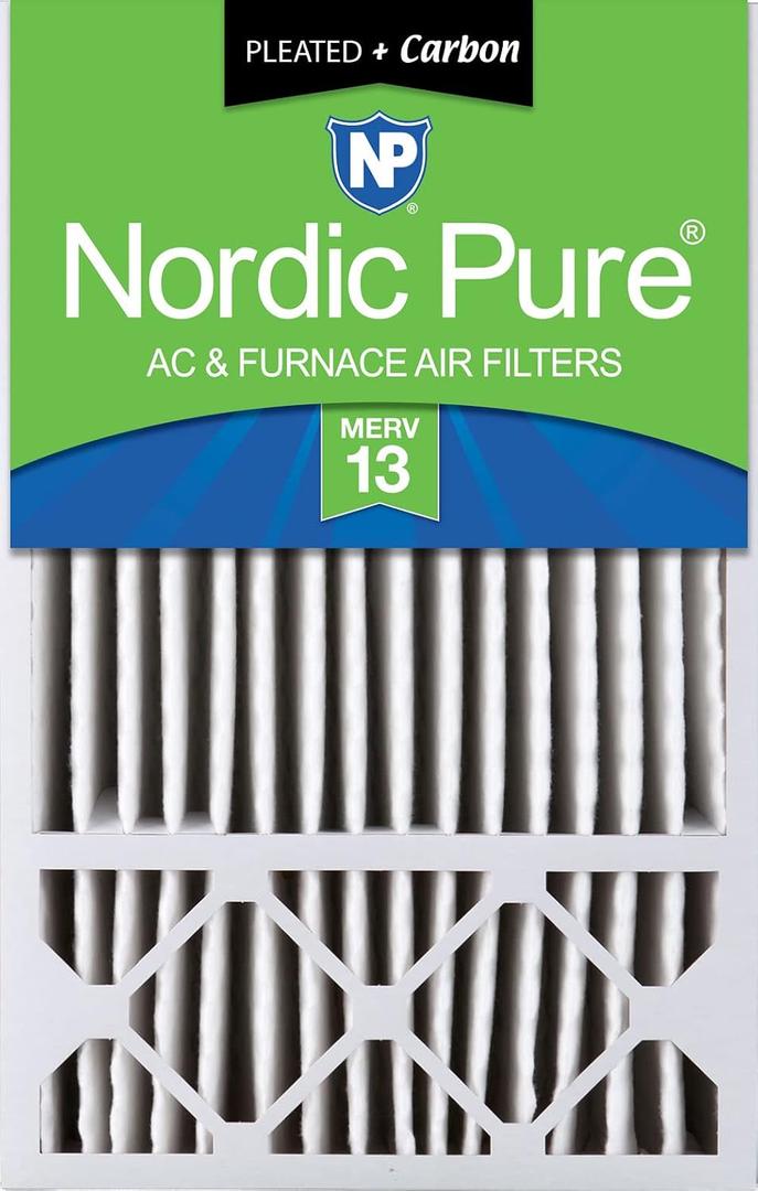 Nordic Pure 16x25x5 (Actual Size: 15 3/4 x 24 3/4 x 4 3/8) Honeywell Replacement Air Filters MERV 13 Plus Carbon 1 Pack
