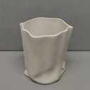Creative fold Paper Bag Ceramic vase Handmade Ceramic vase Living Room Bedroom Model Room Flower Arrangement Ornaments Jewelry (White)