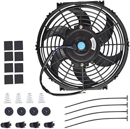 10 Inch Slim Fan Push Pull Electric Radiator Cooling Fan Universal High Performance 12V 80W Motor with Fan Mounting Kit (Black)