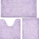 Bathroom Rugs Sets 3 Piece Non Slip,Bath Rugs with PVC Backing Bath Carpet,Bathroom Rug Washable,Absorbent,Plush Carpet Mats,Bath Mats for Bedroom, Kitchen,Tub,Home Decor (Lavender)