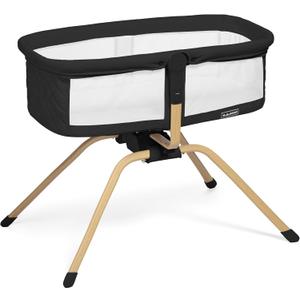 Baby Bassinet with Rocking/Gliding, Portable Bedside Sleeper for Baby with Foam Mattress, Baby Bedside Crib for Newborns and Infants with Carrybag (Black)