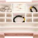 Jewelry Organizer for Drawer, Retractable Jewelry Drawer Organizer Inserts, Leather Storage Display Case Storage Containers Box in Dresser