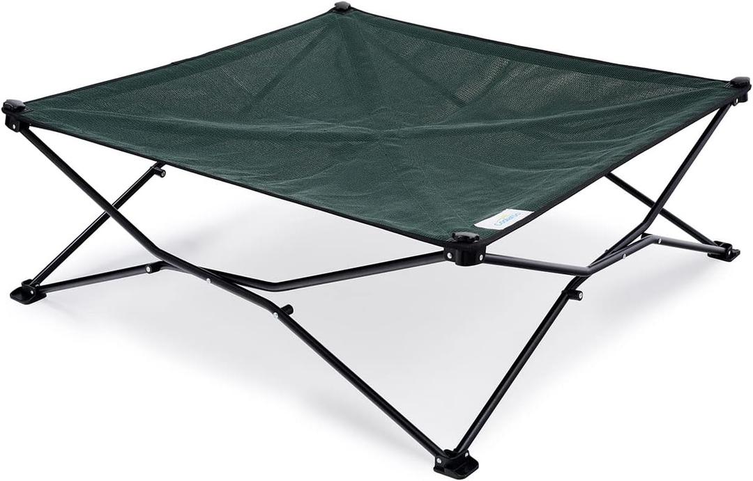 Coolaroo On-The-Go Elevated Dog Bed - Foldable Pop-Up Travel Dog Bed with Breathable, Moisture-Resistant Fabric, Carry Bag Included, Lightweight & Portable, Brunswick Green, Extra Large