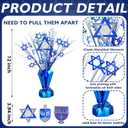 Suzile 6 Sets Chanukah Decorations Hanukkah Table Centerpieces Metallic Foil Spray Decor, Blue Burst Centerpieces David Stars Table Top Set for Christmas Holiday Party Supplies Home Table Decorations