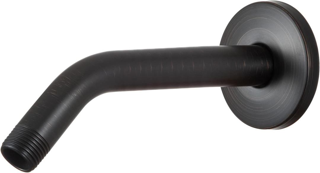 OFFO Shower Arm with Flange, 10 in Oil Rubbed Bronze Wall Mount Replacement Angle Shower Head Arm Wall-Mounted For Fixed Shower Head & Handheld Showerhead